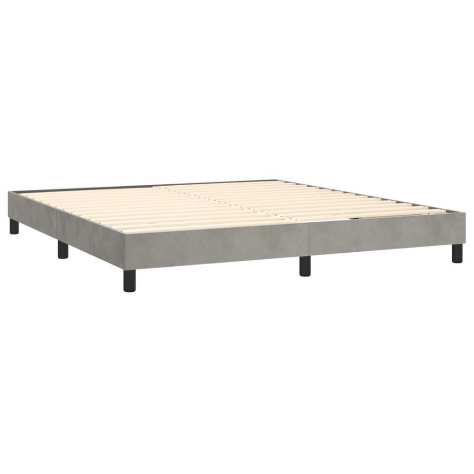 Pat box spring cu saltea, gri deschis, 180x200 cm, catifea - 3 | YEO