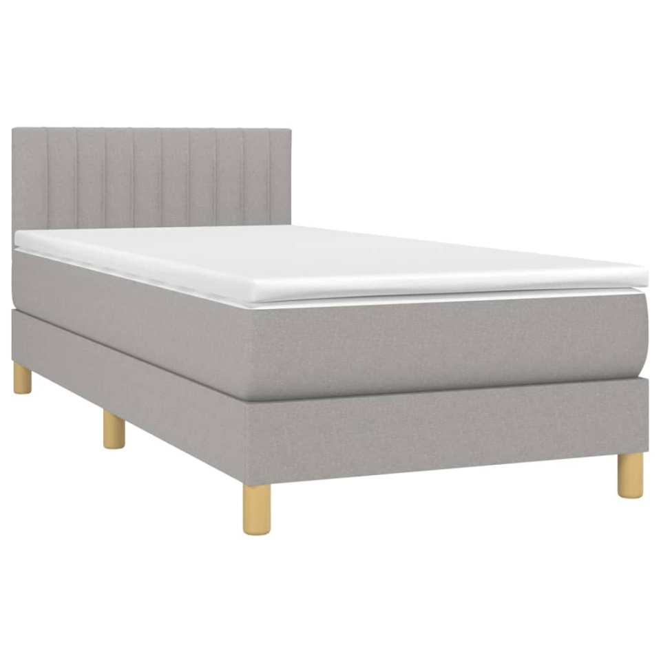 Pat box spring cu saltea, gri deschis, 80x200 cm, textil - 2 | YEO