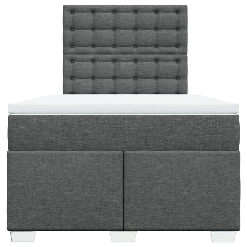 Pat box spring cu saltea, gri închis, 120x190 cm, textil - 3 | YEO
