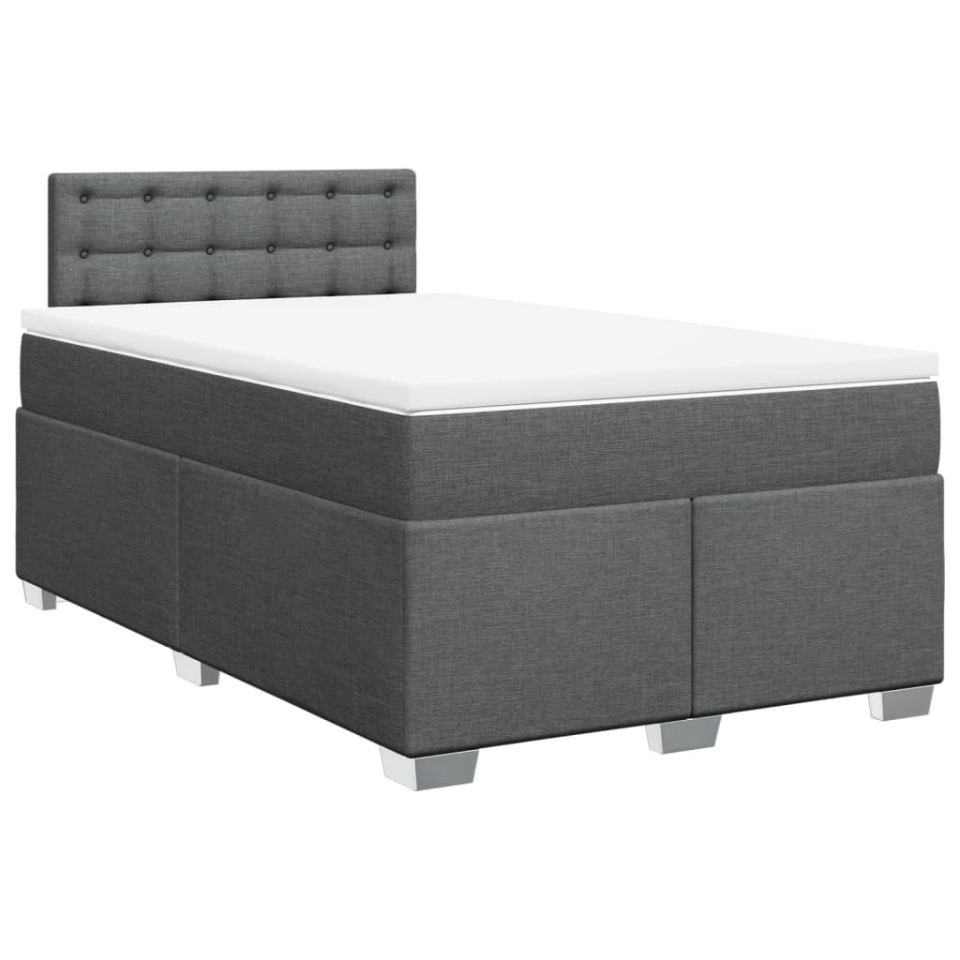 Pat box spring cu saltea, gri închis, 120x190 cm, textil - 1 | YEO