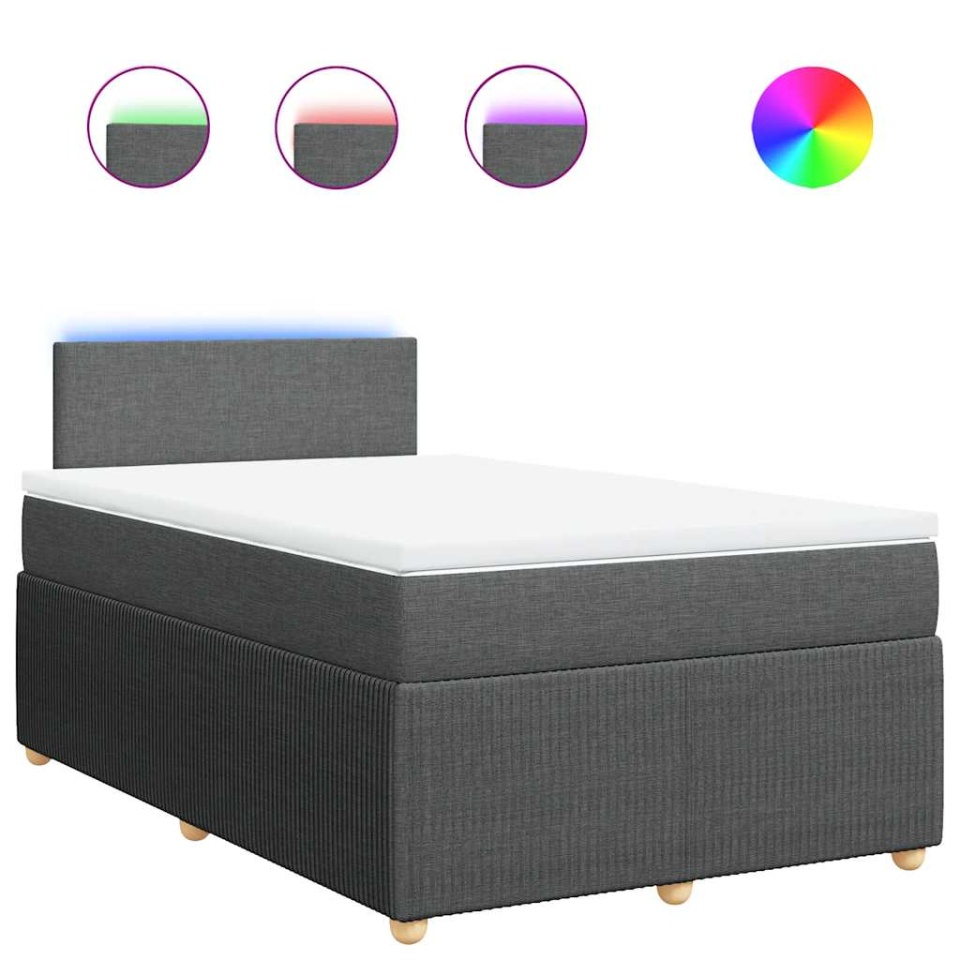 Pat box spring cu saltea, gri închis, 120x190 cm, textil - 1 | YEO