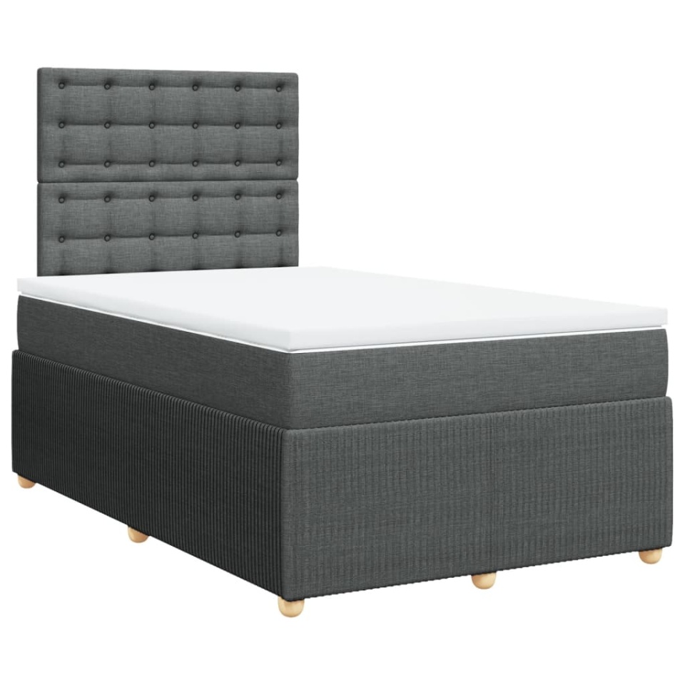 Pat box spring cu saltea, gri închis, 120x200 cm, textil - 1 | YEO