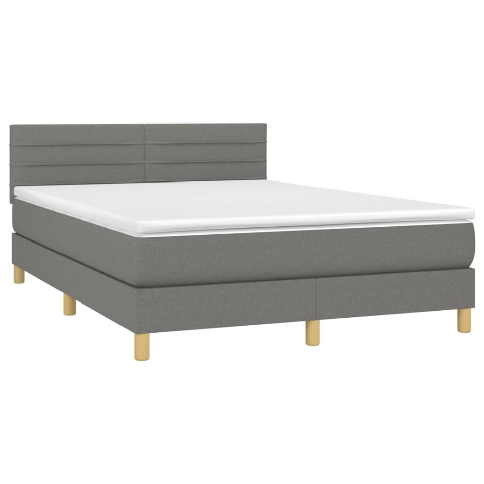 Pat box spring cu saltea, gri închis, 140x190 cm, textil - 2 | YEO