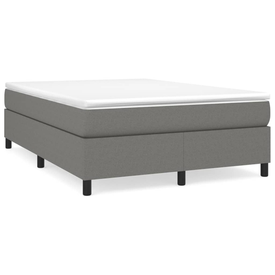 Pat box spring cu saltea, gri închis, 140x190 cm, textil - 1 | YEO