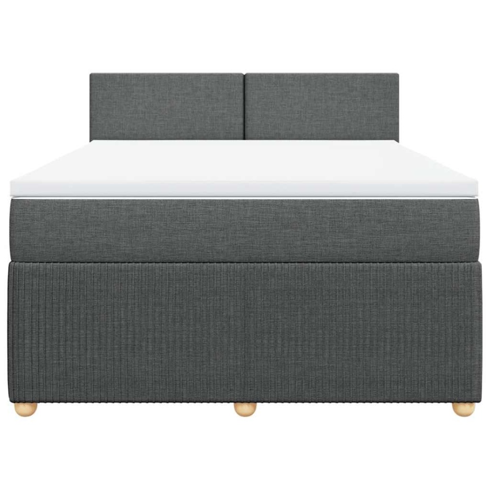 Pat box spring cu saltea, gri închis, 140x190 cm, textil - 3 | YEO