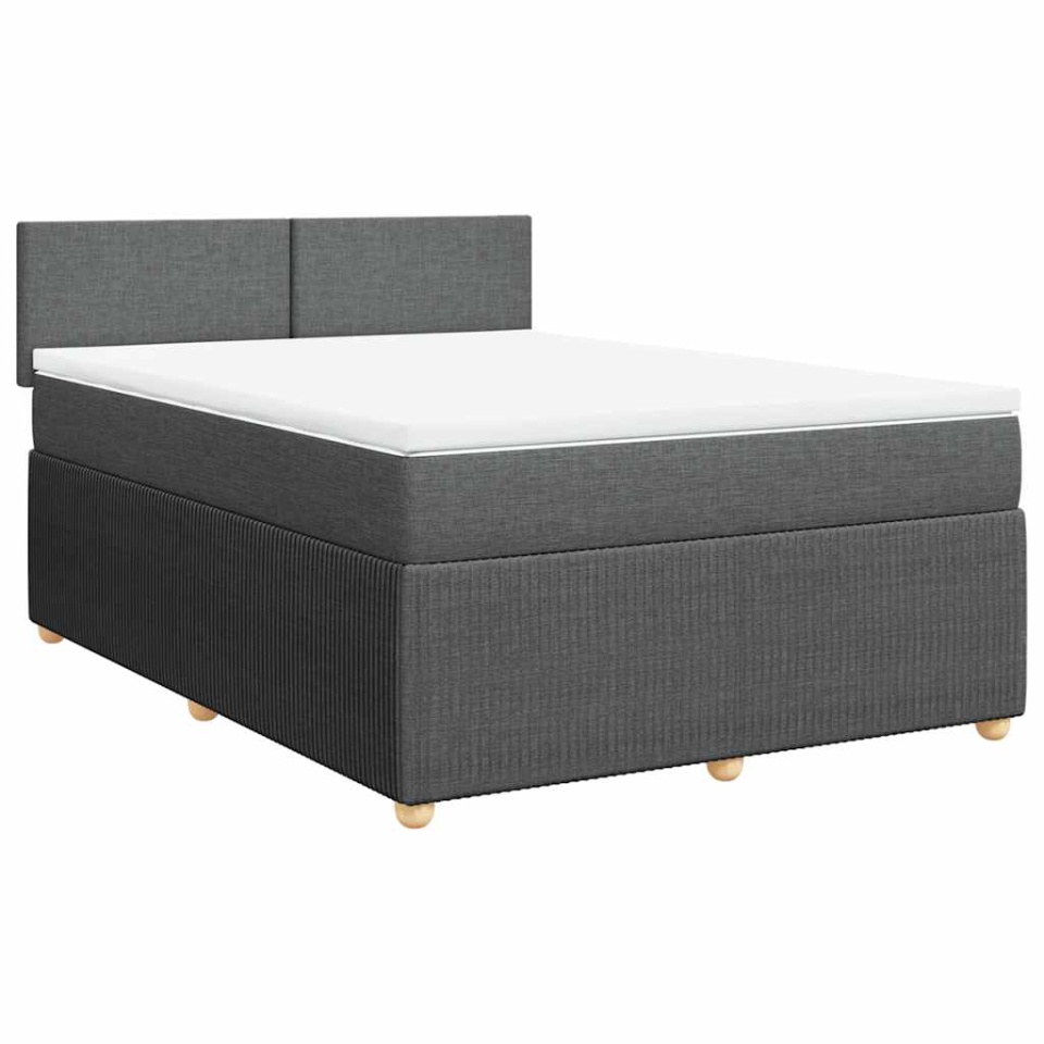 Pat box spring cu saltea, gri închis, 140x190 cm, textil - 2 | YEO