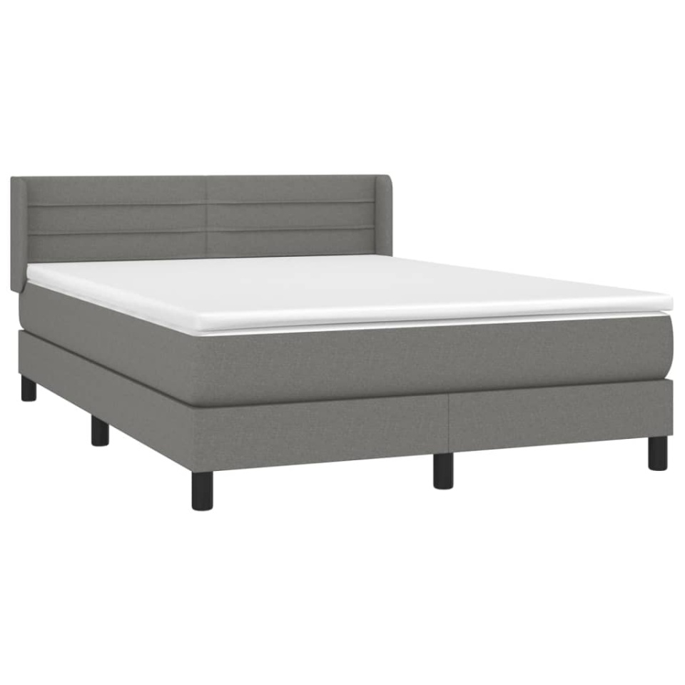 Pat box spring cu saltea, gri închis, 140x200 cm, textil - 2 | YEO
