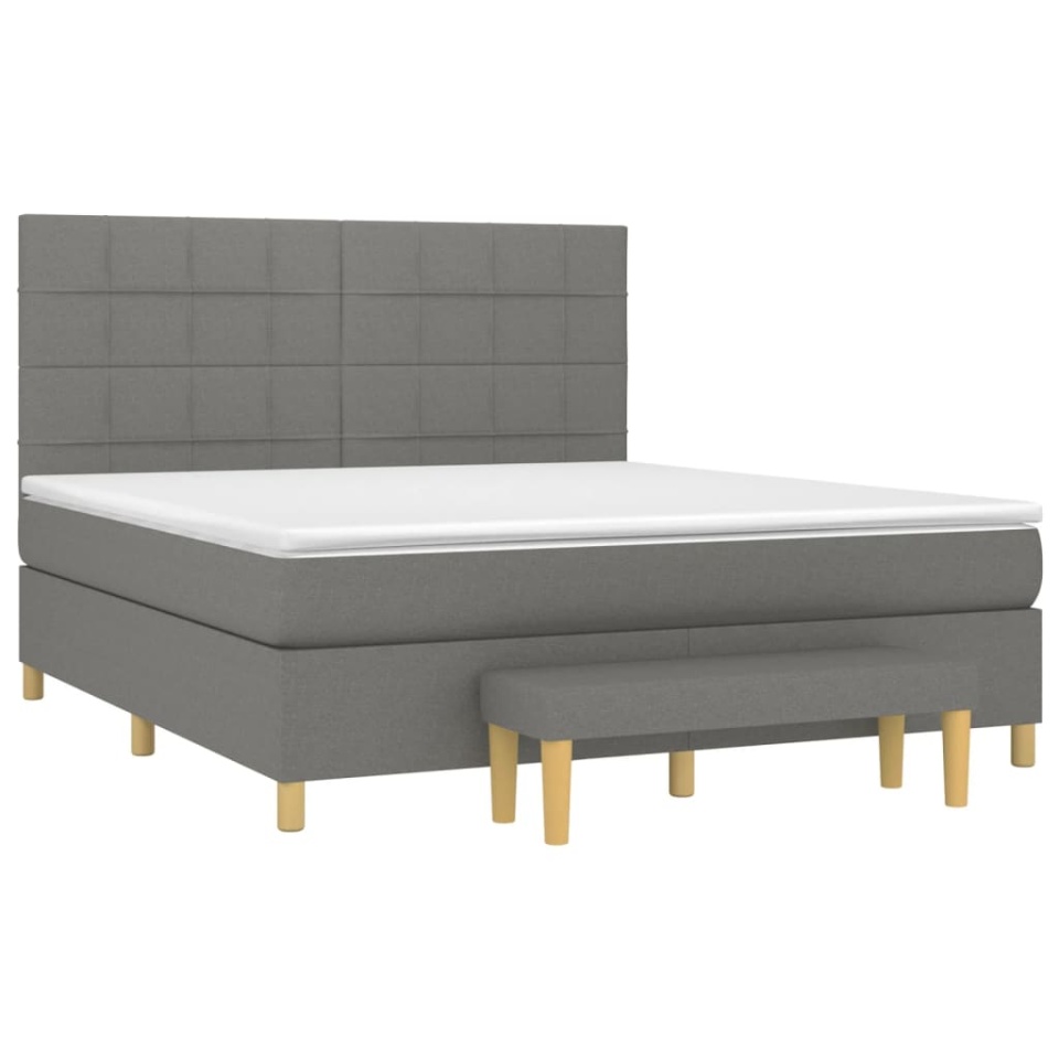 Pat box spring cu saltea, gri închis, 180x200 cm, textil - 2 | YEO