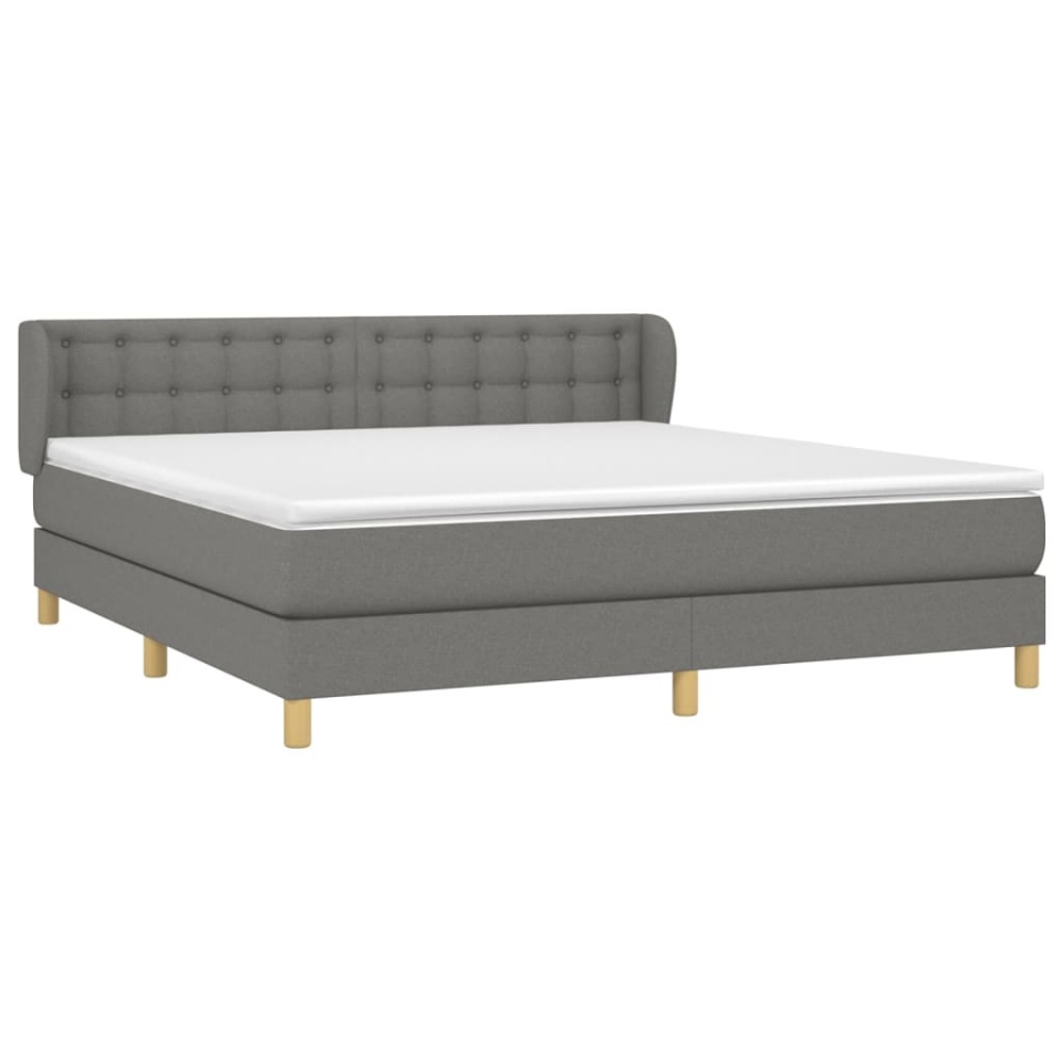 Pat box spring cu saltea, gri închis, 180x200 cm, textil - 2 | YEO