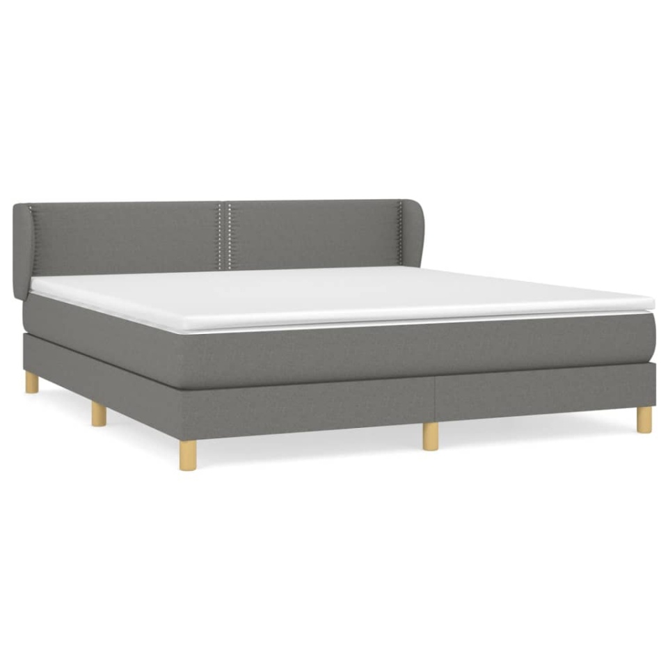 Pat box spring cu saltea, gri închis, 180x200 cm, textil - 1 | YEO