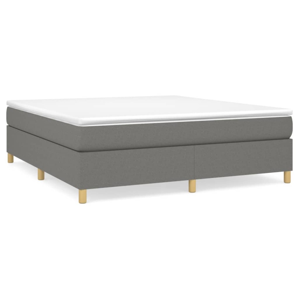 Pat box spring cu saltea, gri închis, 180x200 cm, textil - 1 | YEO
