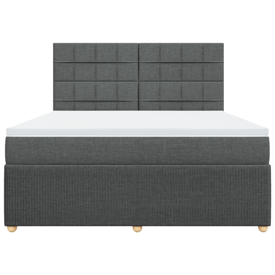 Pat box spring cu saltea, gri închis, 180x200 cm, textil - 3 | YEO