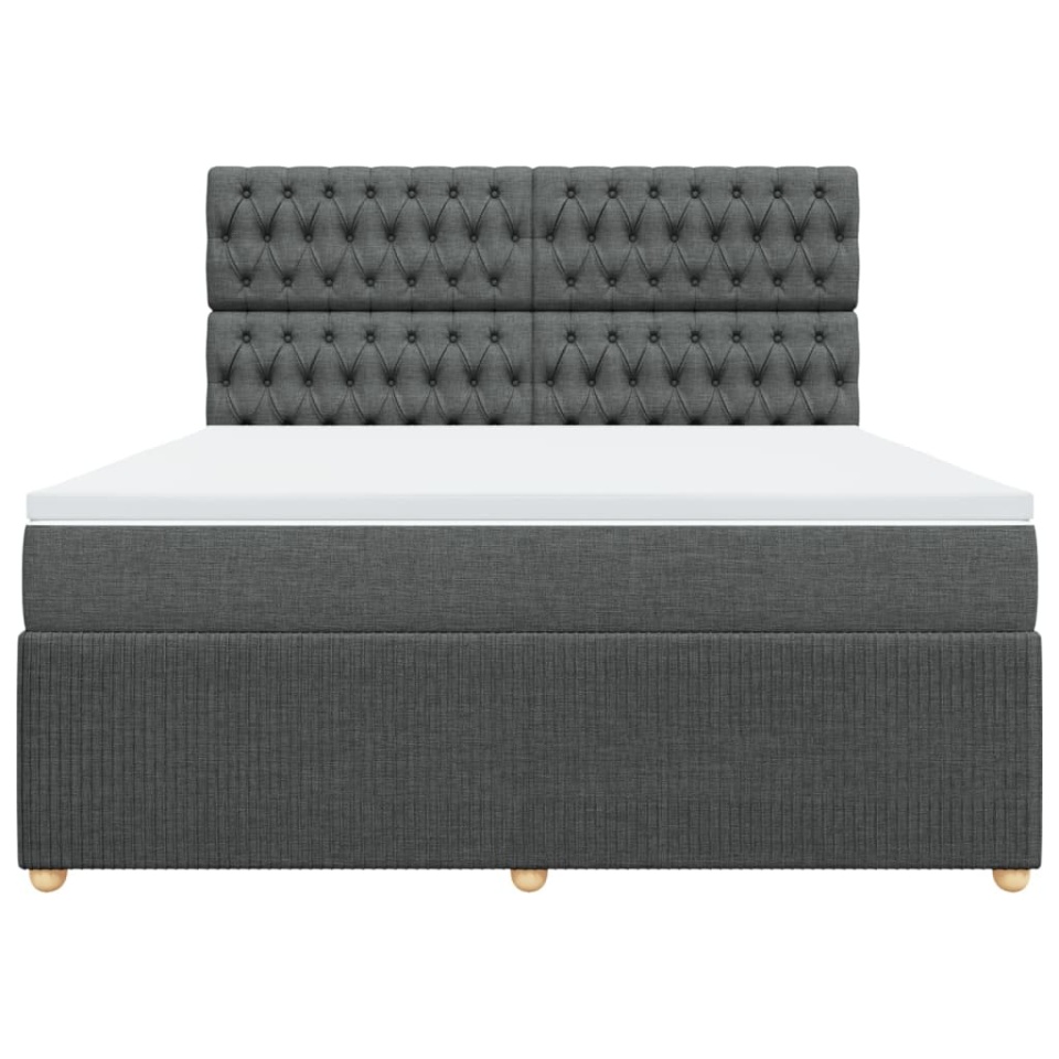 Pat box spring cu saltea, gri închis, 180x200 cm, textil - 3 | YEO