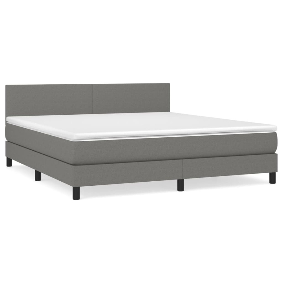 Pat box spring cu saltea, gri închis, 180x200 cm, textil - 1 | YEO