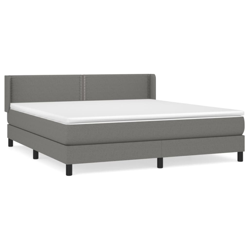 Pat box spring cu saltea, gri închis, 180x200 cm, textil - 1 | YEO