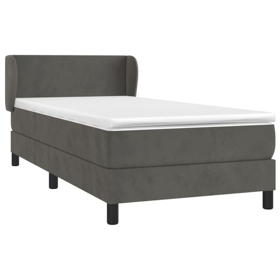 Pat box spring cu saltea, gri închis, 80x200 cm, catifea - 2 | YEO