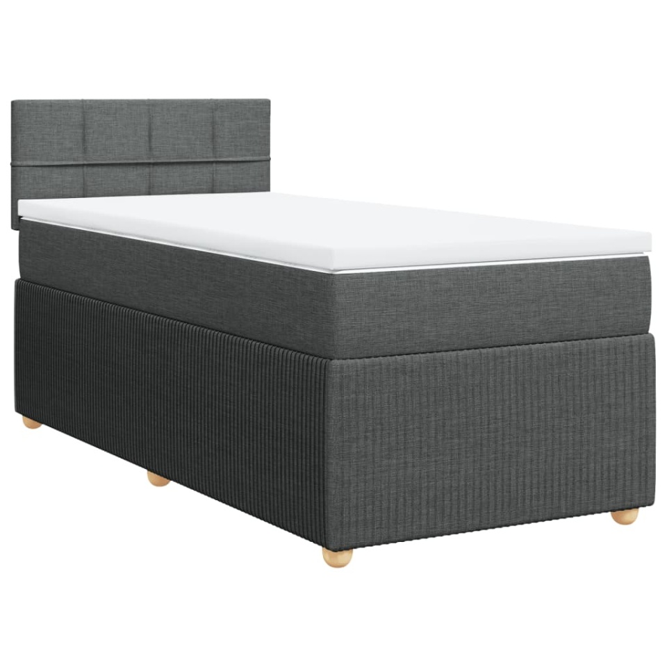 Pat box spring cu saltea, gri închis, 80x200 cm, textil - 1 | YEO