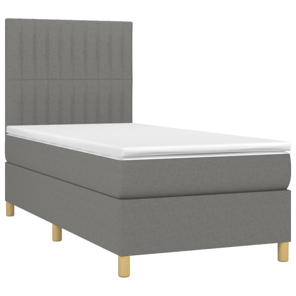 Pat box spring cu saltea, gri închis, 90x190 cm, textil - 2 | YEO