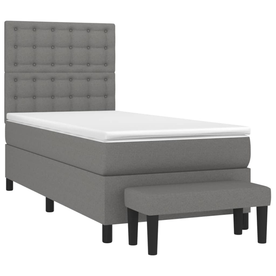 Pat box spring cu saltea, gri închis, 90x190 cm, textil - 2 | YEO