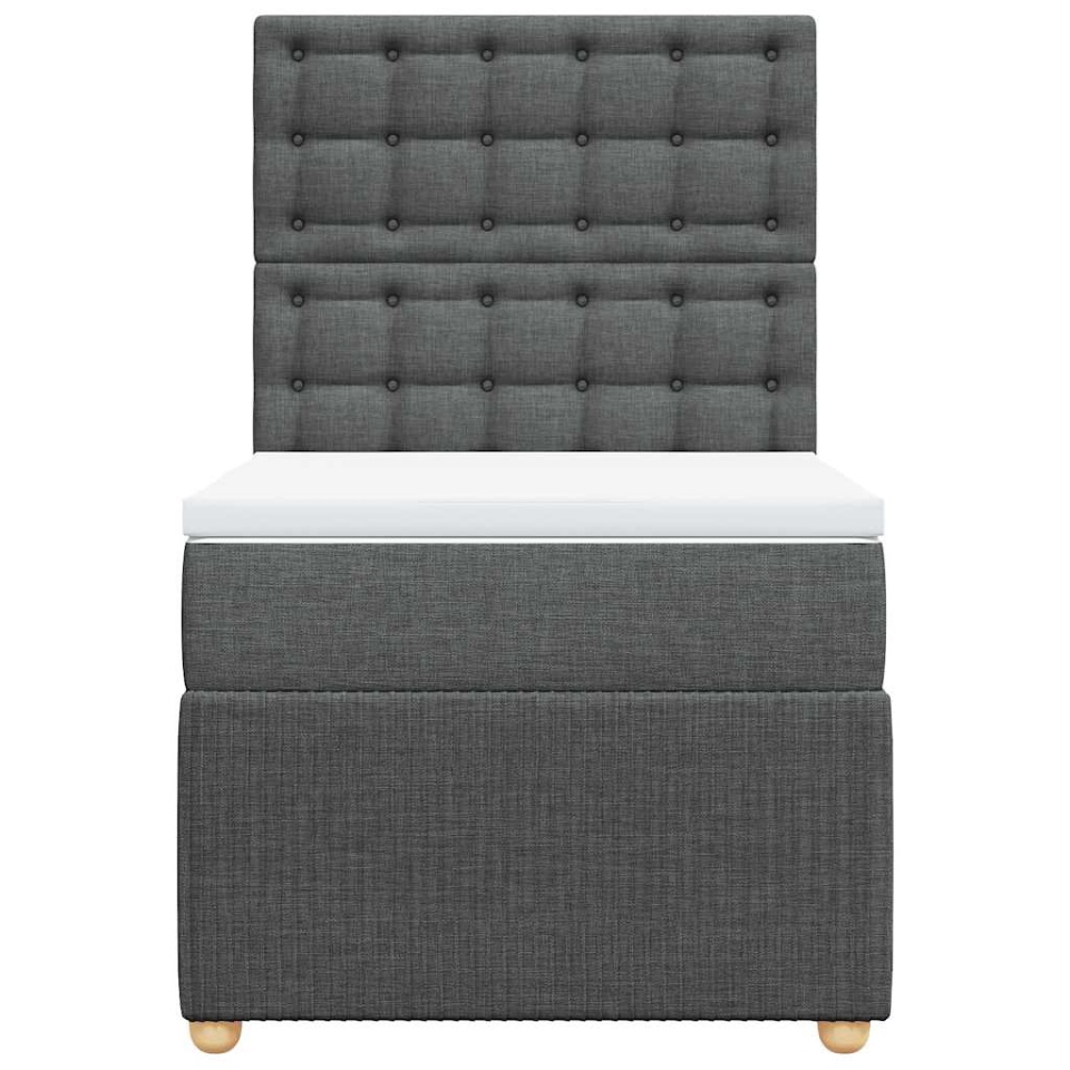 Pat box spring cu saltea, gri închis, 90x190 cm, textil - 3 | YEO