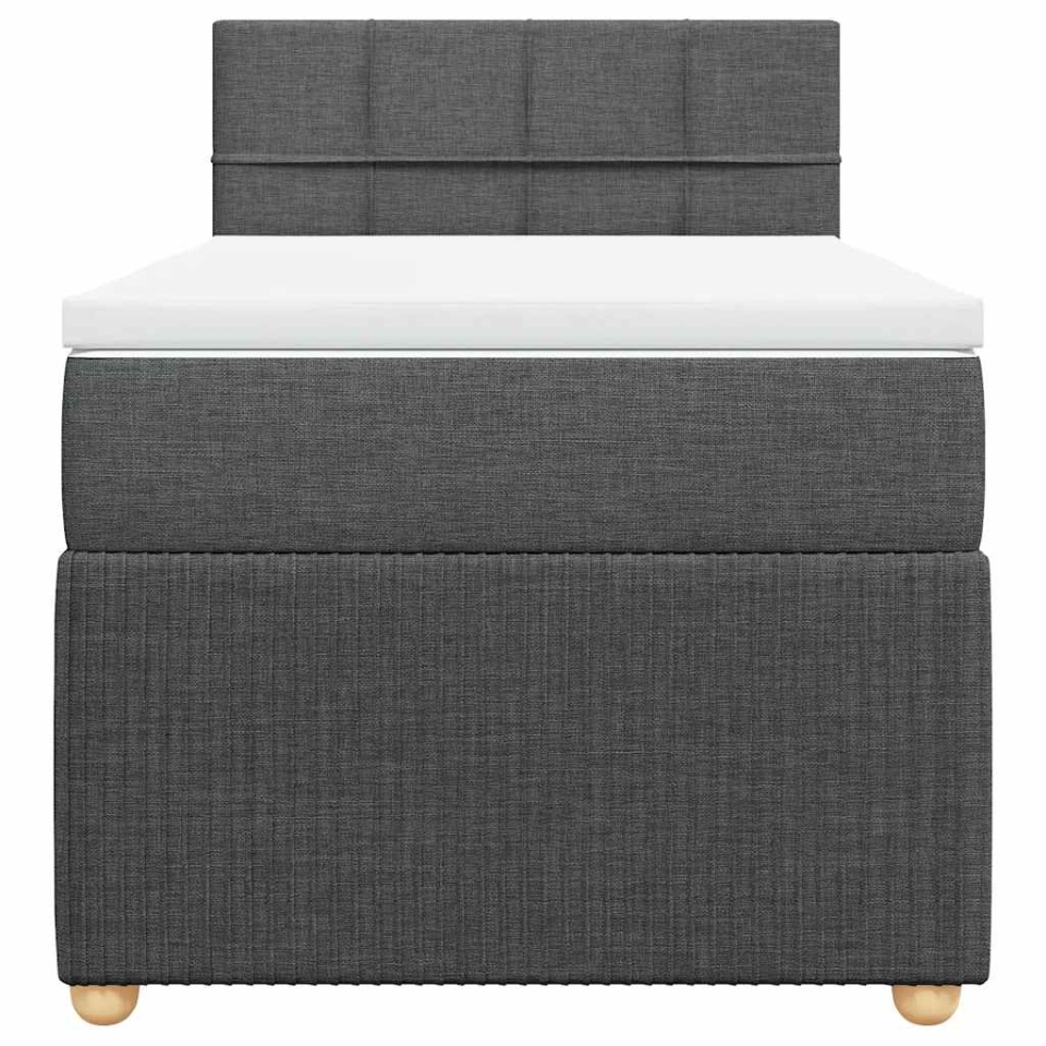 Pat box spring cu saltea, gri închis, 90x190 cm, textil - 3 | YEO