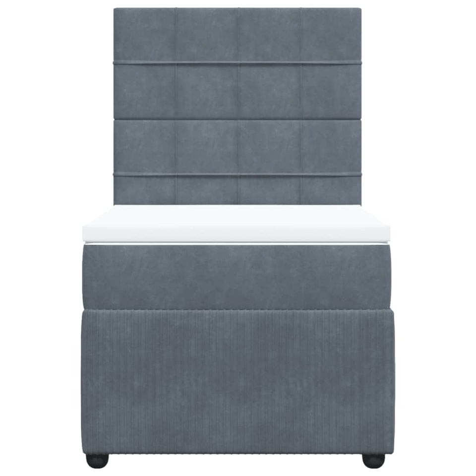 Pat box spring cu saltea, gri închis, 90x200 cm, catifea - 3 | YEO