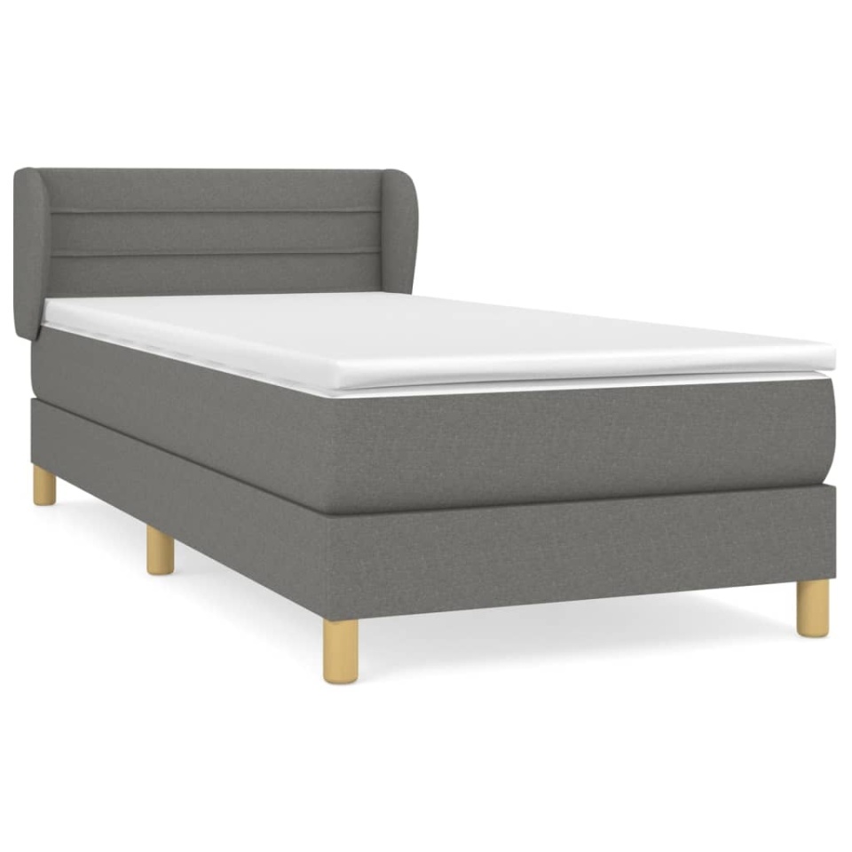 Pat box spring cu saltea, gri închis, 90x200 cm, textil - 2 | YEO