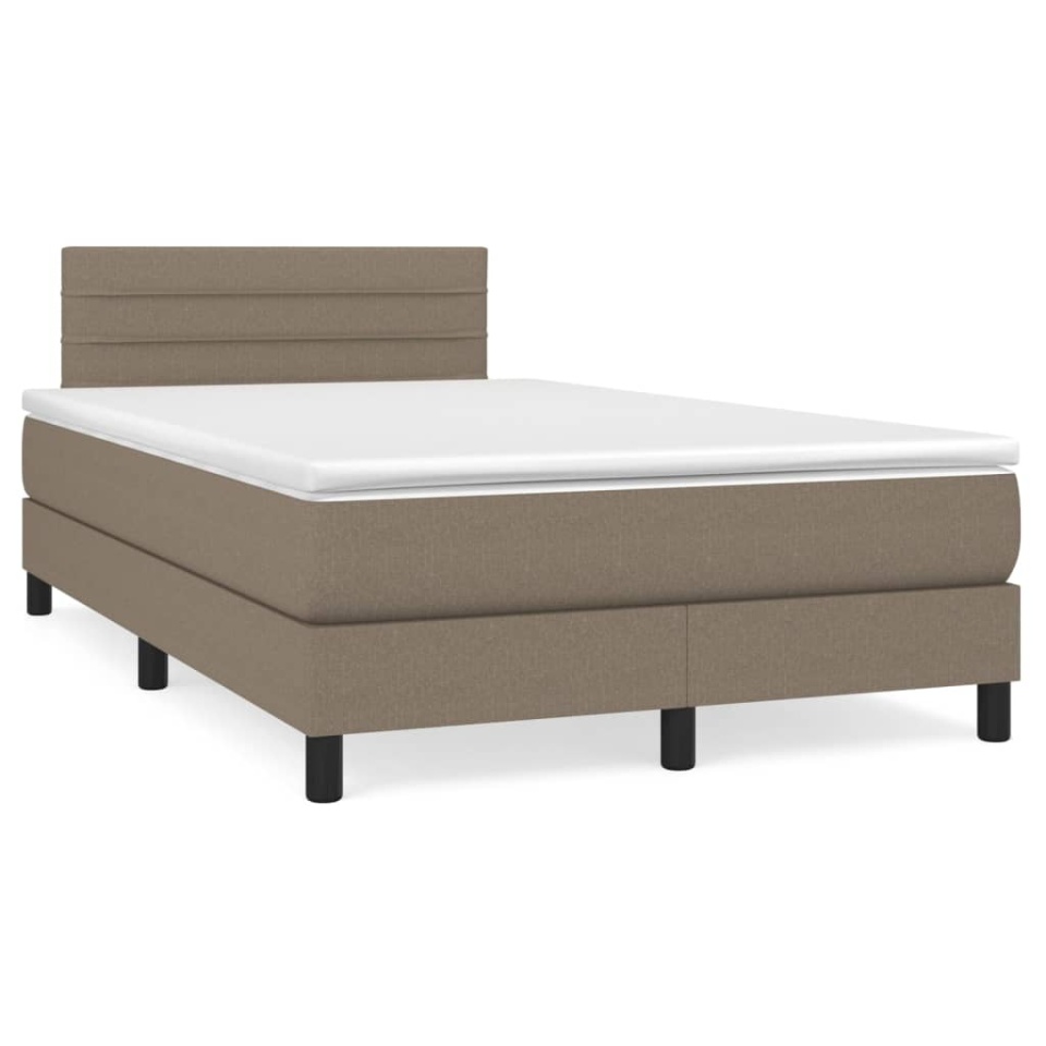 Pat box spring cu saltea, gri taupe, 120x200 cm, textil - 1 | YEO