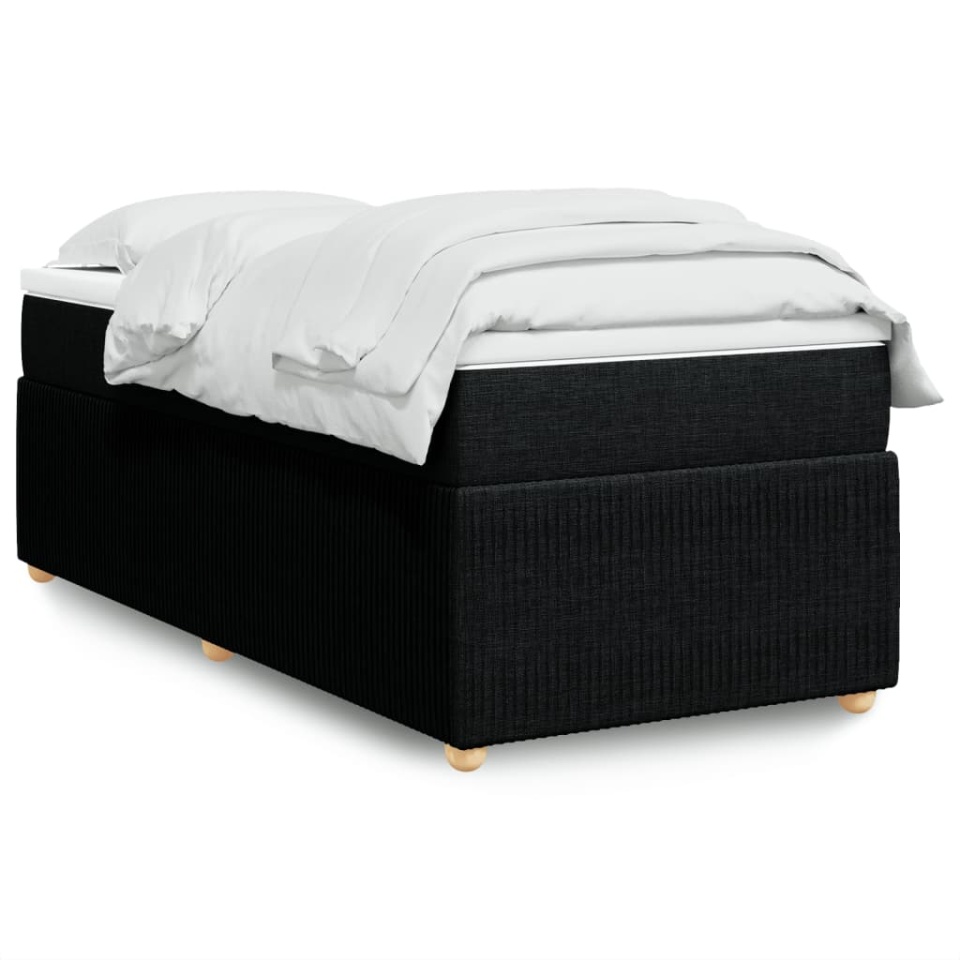 Pat box spring cu saltea, negru, 100x200 cm, textil