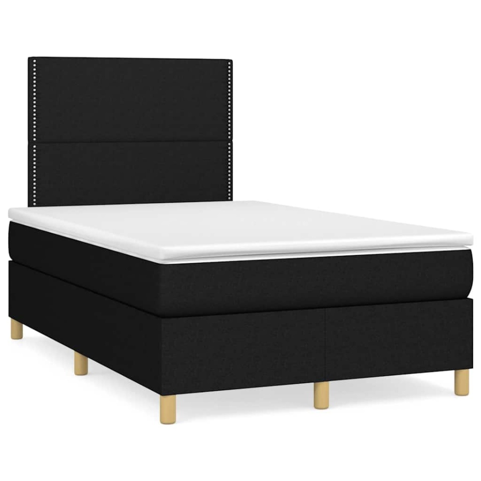 Pat box spring cu saltea, negru, 120x190 cm, catifea