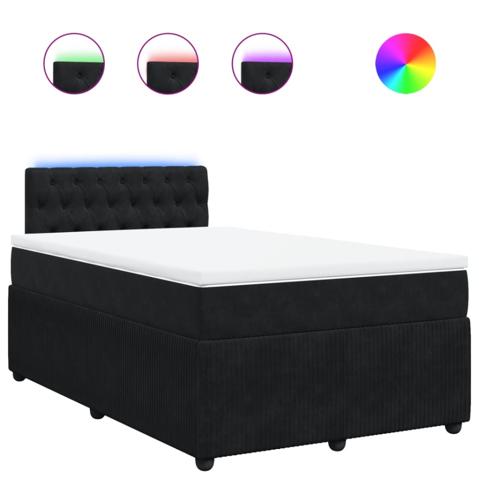 Pat box spring cu saltea, negru, 120x200 cm, catifea - 1 | YEO