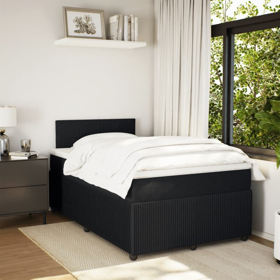 Pat box spring cu saltea, negru, 120x200 cm, catifea - 2 | YEO