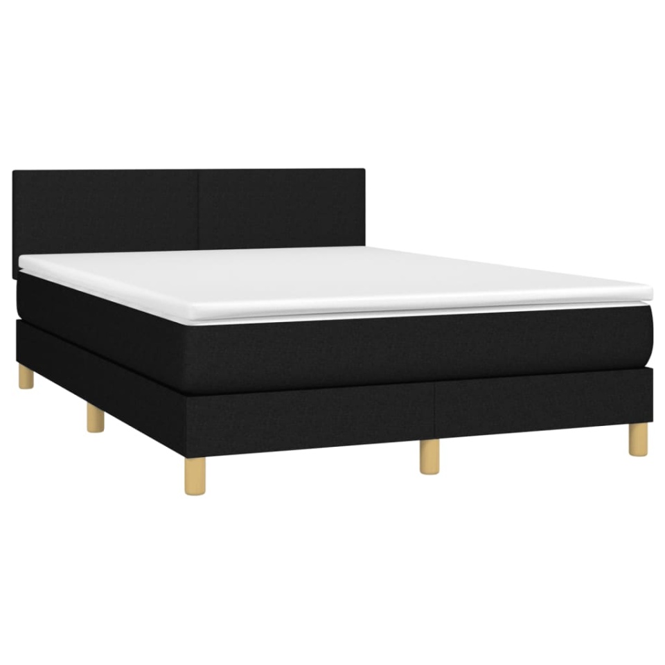 Pat box spring cu saltea, negru, 140x190 cm, textil - 2 | YEO