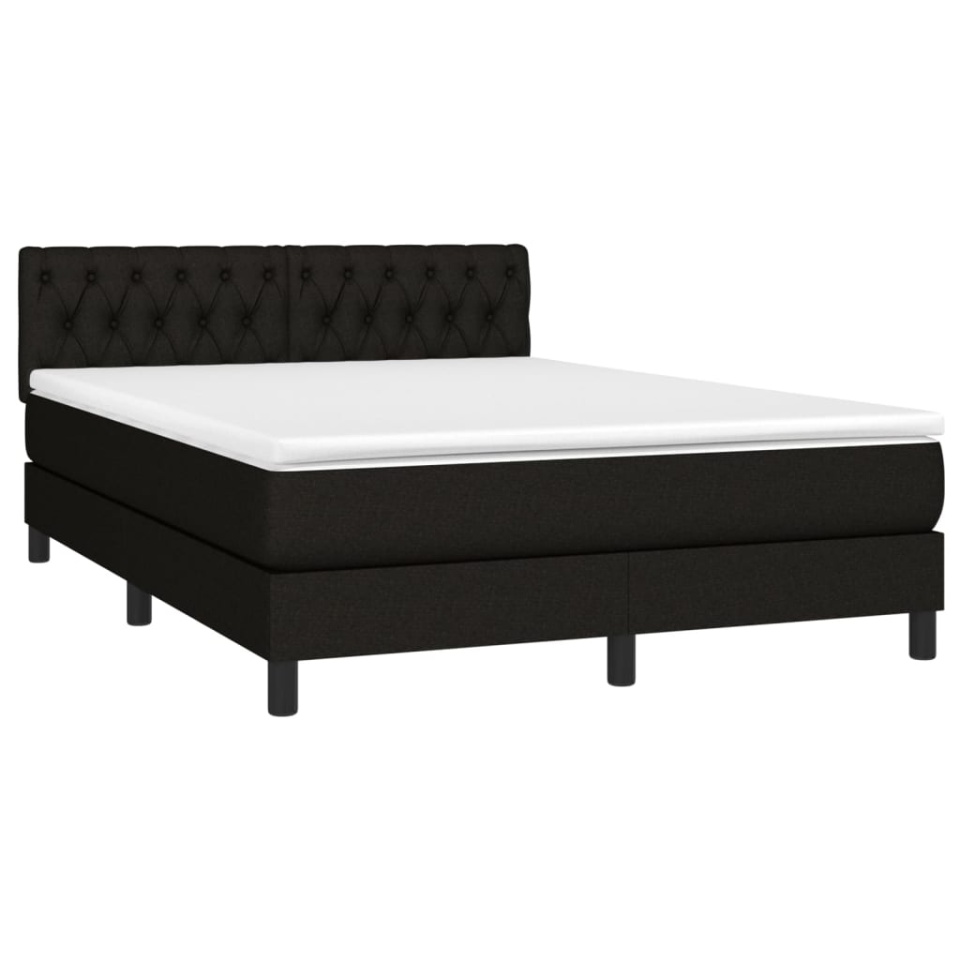 Pat box spring cu saltea, negru, 140x190 cm, textil - 2 | YEO