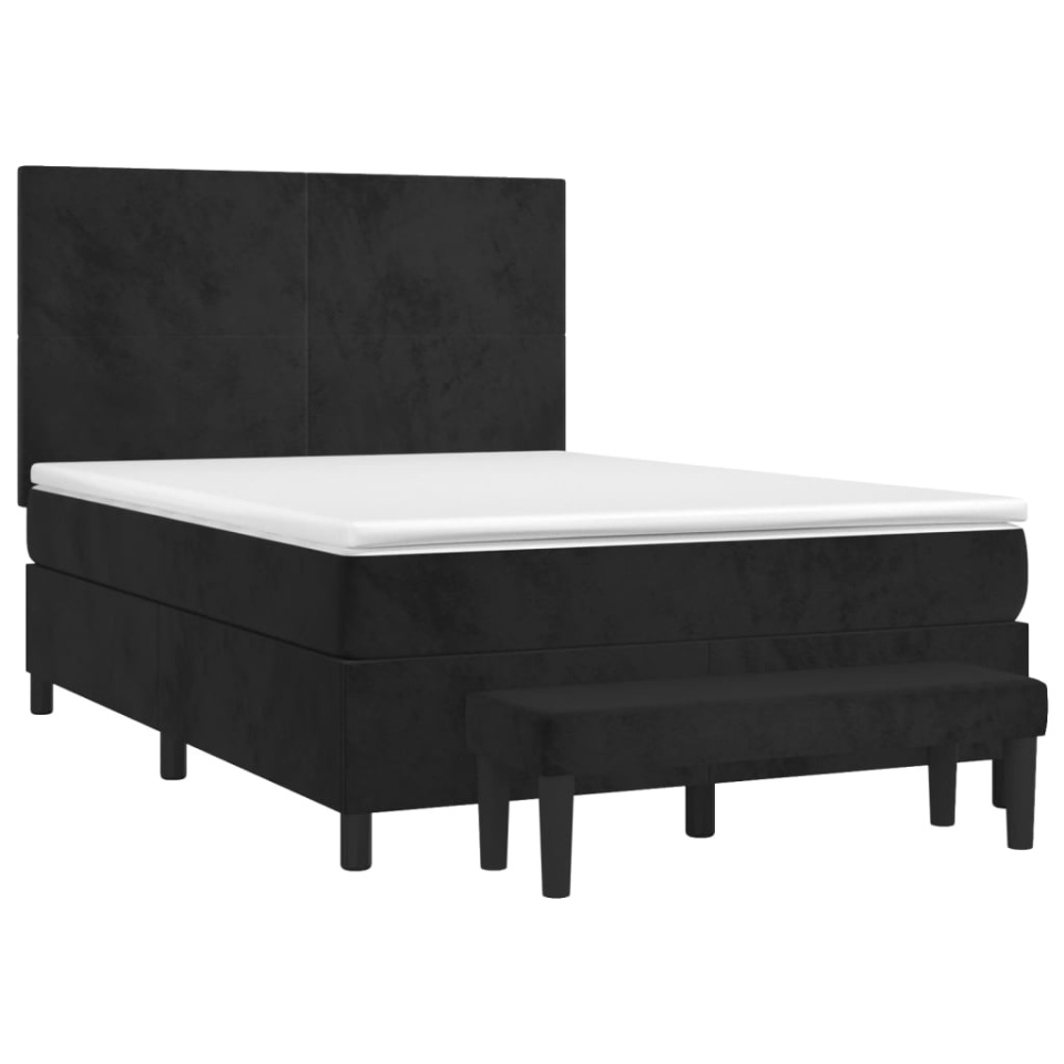 Pat box spring cu saltea, negru, 140x200 cm, catifea - 2 | YEO