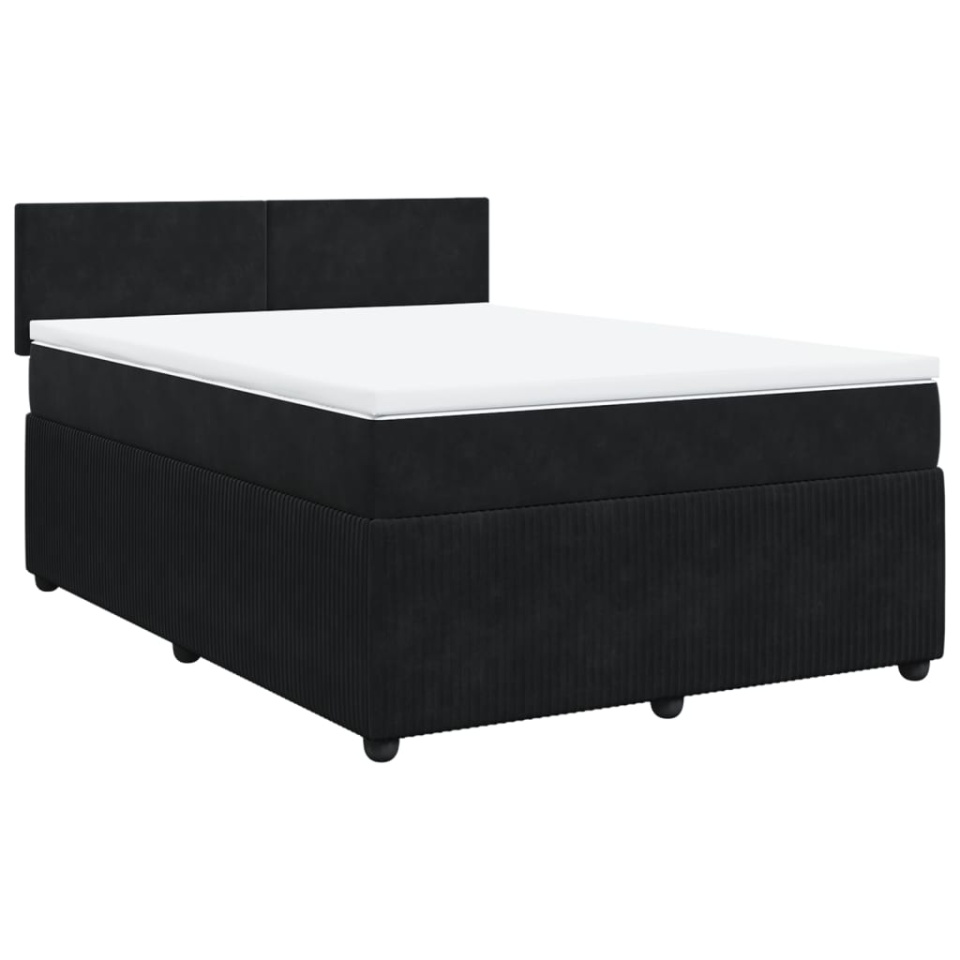 Pat box spring cu saltea, negru, 160x200 cm, catifea - 2 | YEO