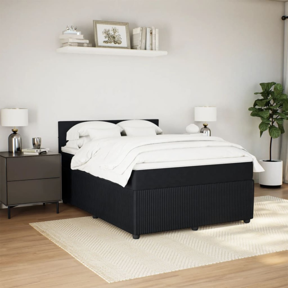 Pat box spring cu saltea, negru, 160x200 cm, catifea - 3 | YEO