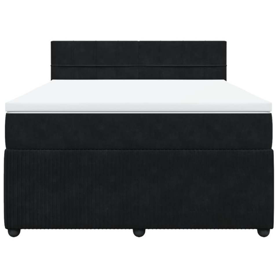 Pat box spring cu saltea, negru, 160x200 cm, catifea - 3 | YEO