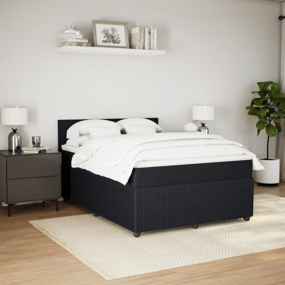 Pat box spring cu saltea, negru, 160x200 cm, catifea - 2 | YEO