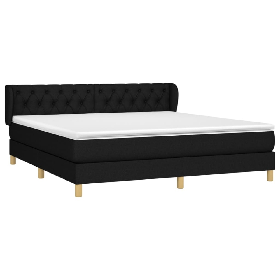 Pat box spring cu saltea, negru, 160x200 cm, textil - 2 | YEO