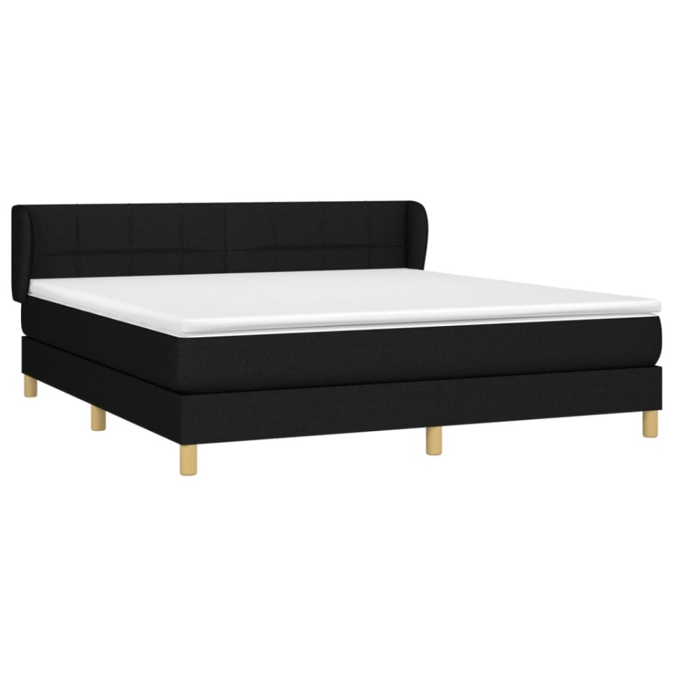 Pat box spring cu saltea, negru, 160x200 cm, textil - 2 | YEO