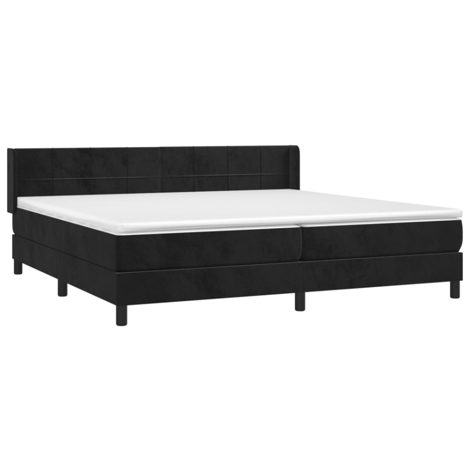 Pat box spring cu saltea, negru, 200x200 cm, catifea - 2 | YEO