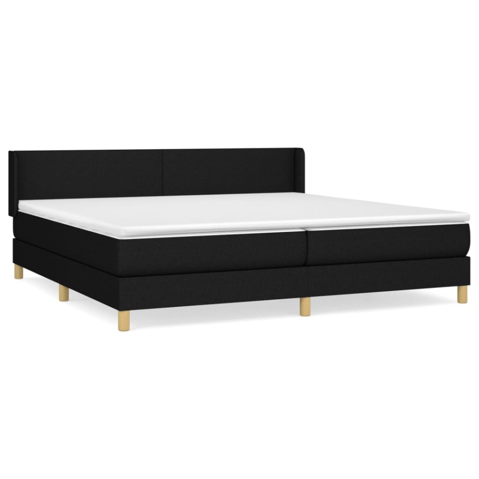 Pat box spring cu saltea, negru, 200x200 cm, textil - 1 | YEO