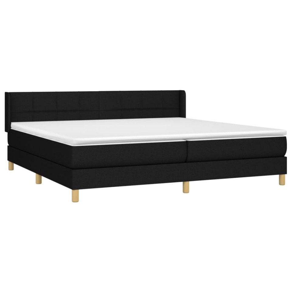 Pat box spring cu saltea, negru, 200x200 cm, textil - 2 | YEO