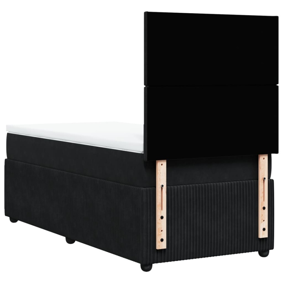 Pat box spring cu saltea, negru, 80x200 cm, catifea - 4 | YEO