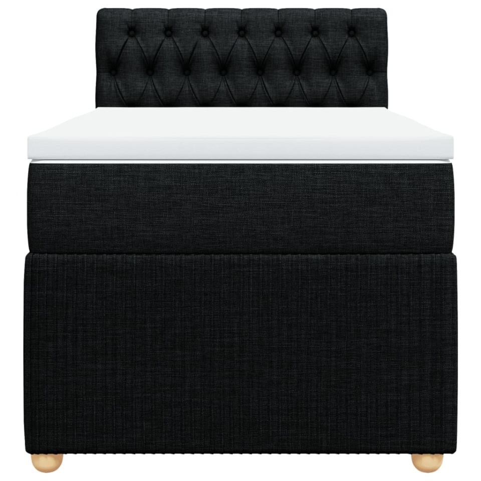 Pat box spring cu saltea, negru, 80x200 cm, textil - 3 | YEO