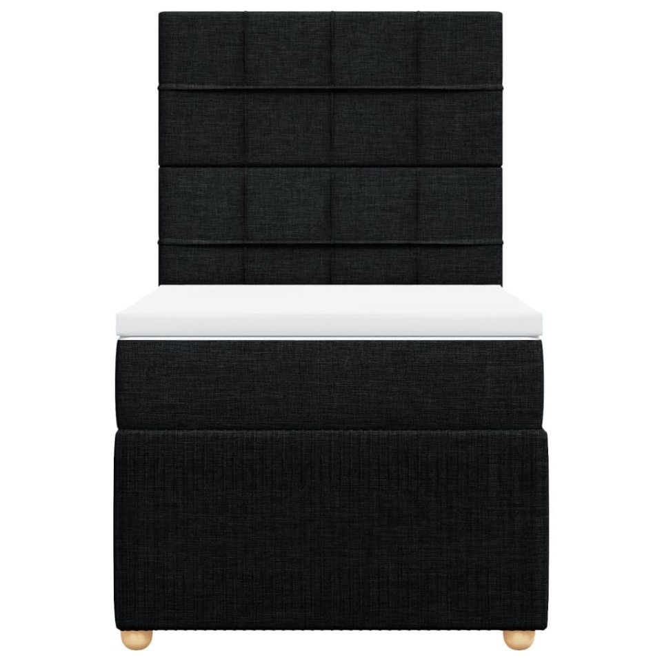 Pat box spring cu saltea, negru, 80x200 cm, textil - 4 | YEO