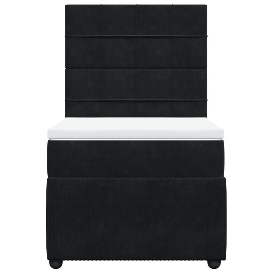 Pat box spring cu saltea, negru, 90x190 cm, catifea - 4 | YEO