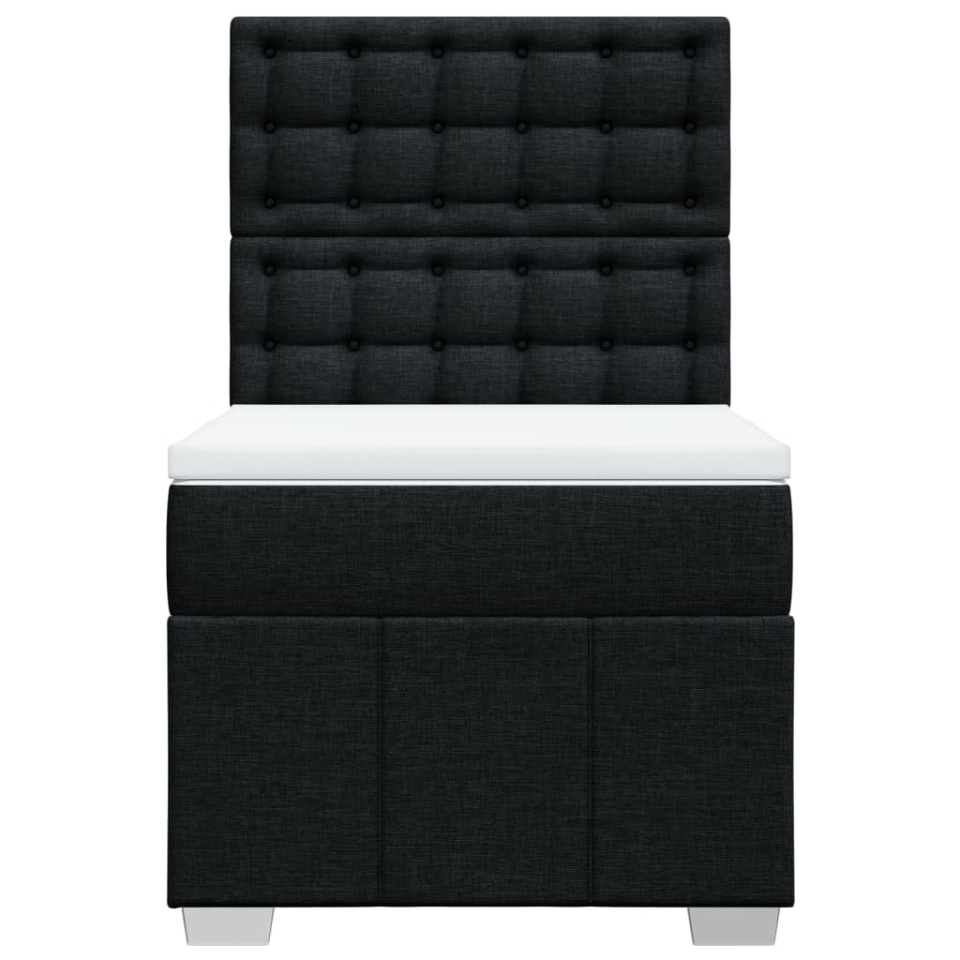 Pat box spring cu saltea, negru, 90x190 cm, textil - 3 | YEO