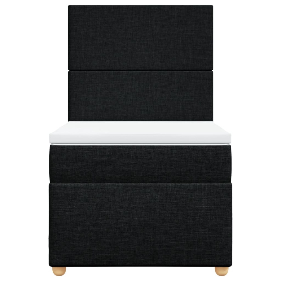 Pat box spring cu saltea, negru, 90x200 cm, textil - 4 | YEO